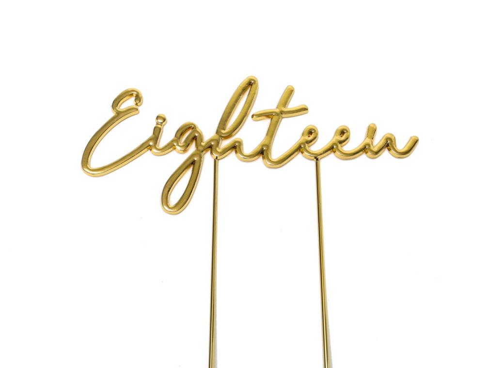 Gold Plated Cake Topper - Eighteen