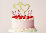 Gold Plated Cake Topper - Double Hearts