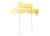 Gold Plated Cake Topper - Happy Anniversary