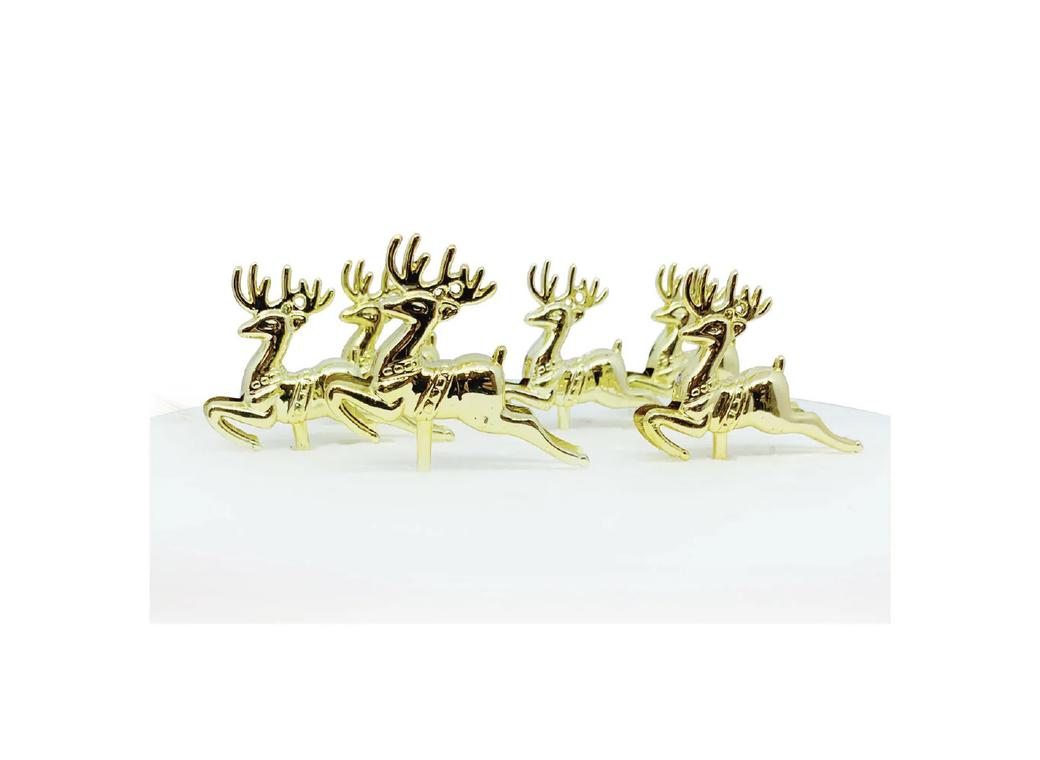 Gold Reindeer Cake Topper Picks 6pk