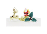 Santa & Golden Sleigh Cake Topper with Holly Pick