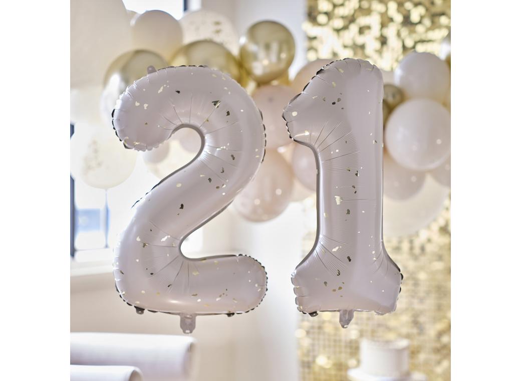 Gold Speckle 21 Foil Balloons