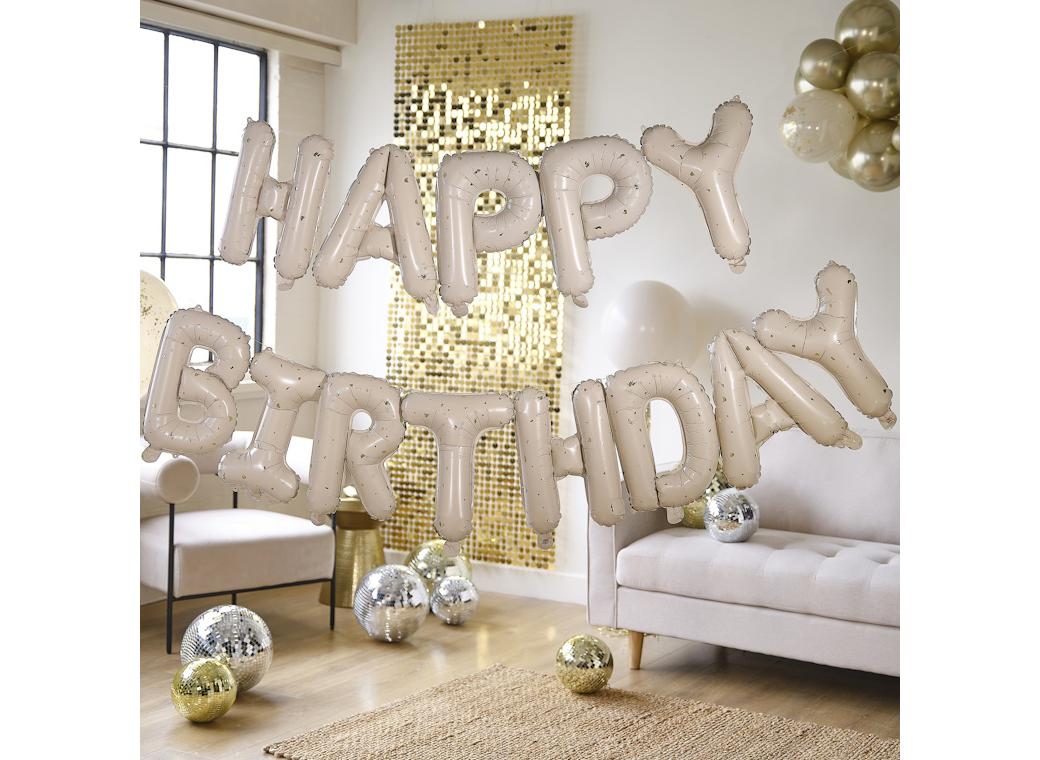 Gold Speckle Happy Birthday Balloon Bunting