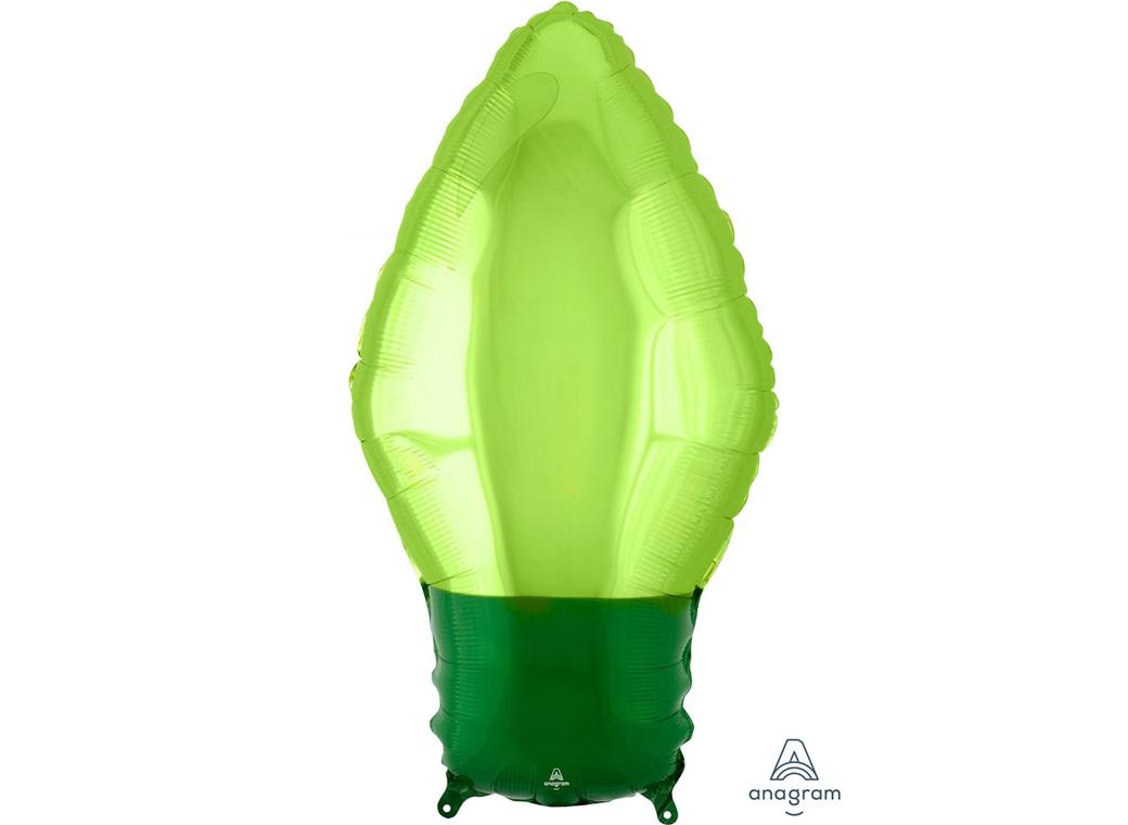 Green Christmas Light Bulb Shaped Foil Balloon