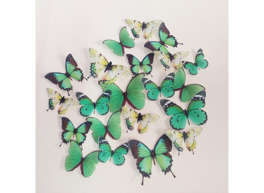 Edible Wafer Toppers - Green Butterflies