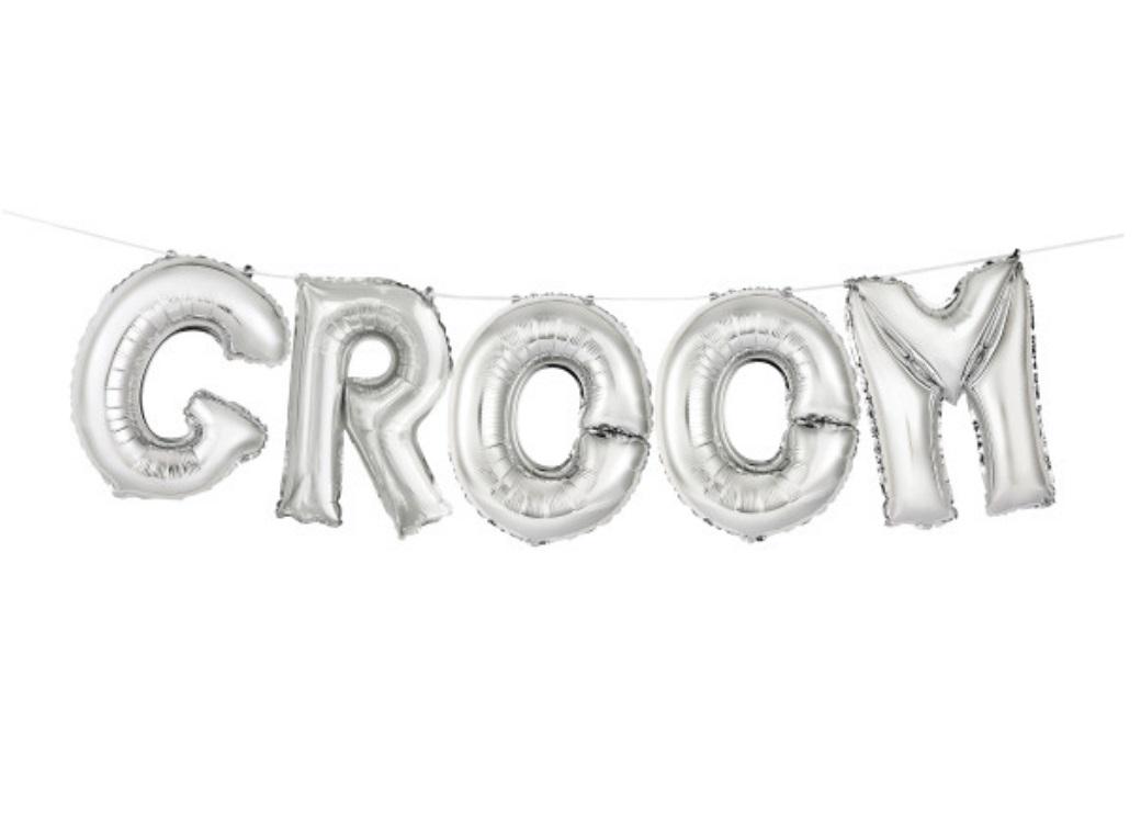 Balloon Banner Kit - Silver Groom