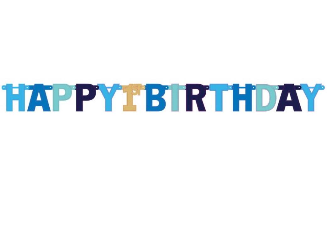 Happy 1st Birthday Jumbo Letter Banner - Blue