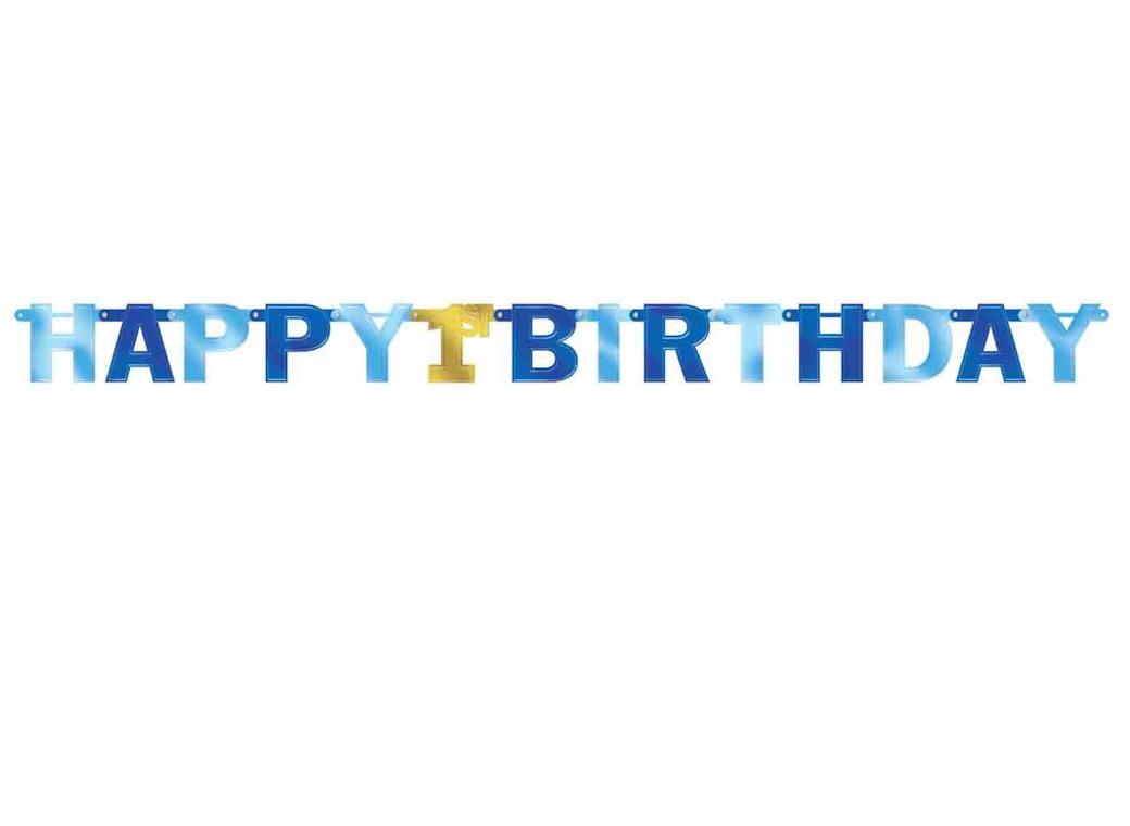 Happy 1st Birthday Letter Banner - Blue