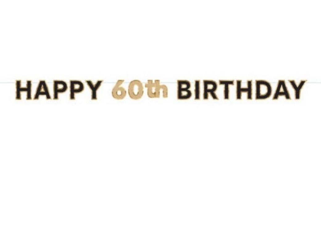 Happy 60th Birthday Bunting - Black & Gold