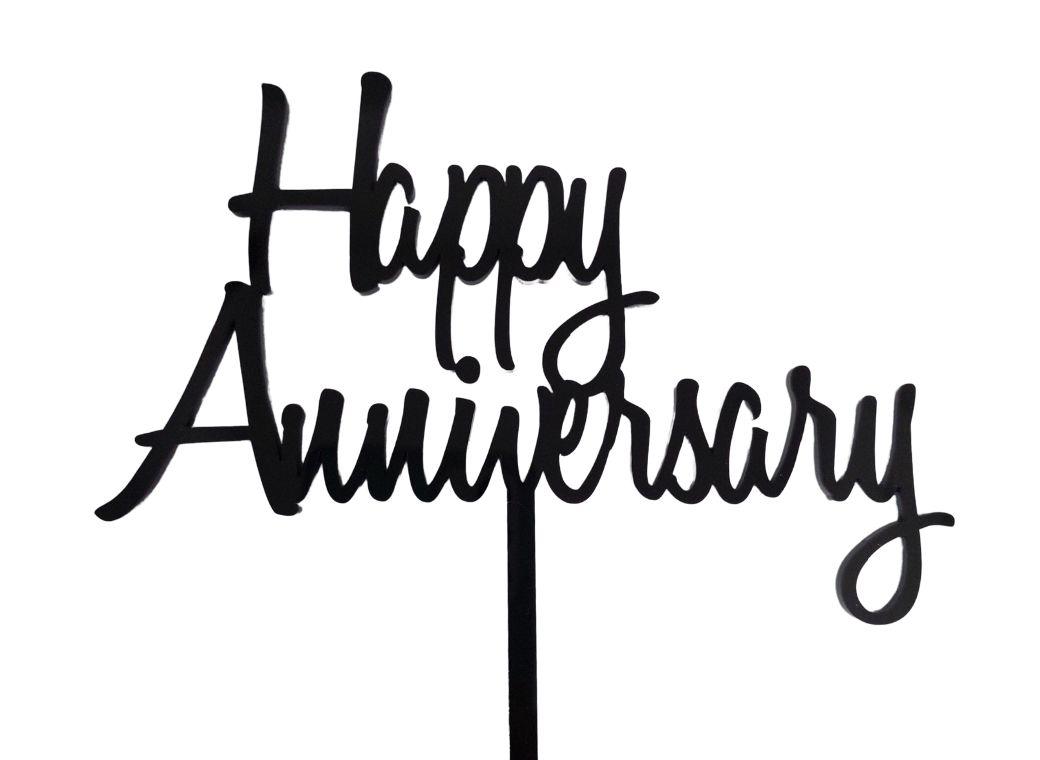 Happy Anniversary Cake Topper - Black