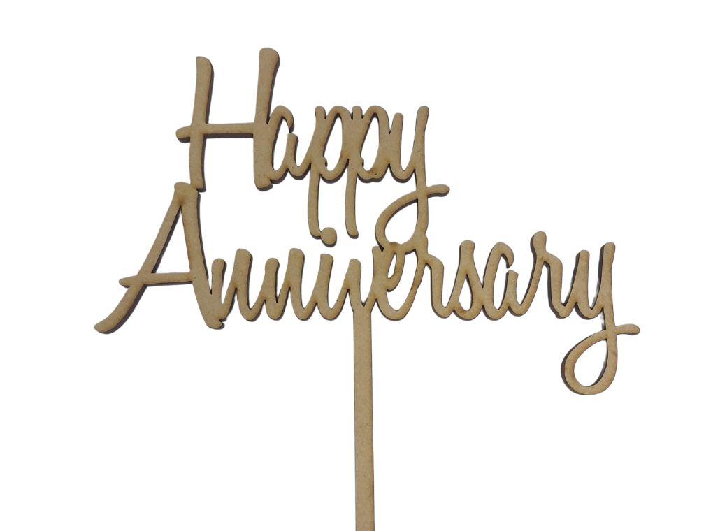 Happy Anniversary Cake Topper - Wood