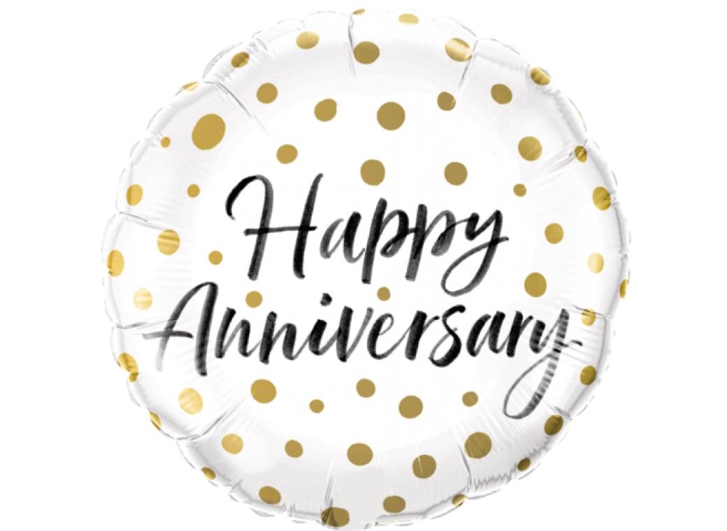 Happy Anniversary Gold Dots Foil Balloon