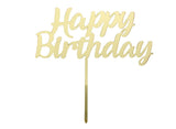 Happy Birthday Acrylic Cake Topper - Gold