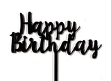 Happy Birthday Cake Topper - Black Acrylic