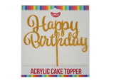 GoBake Happy Birthday Cake Topper - Gold Glitter