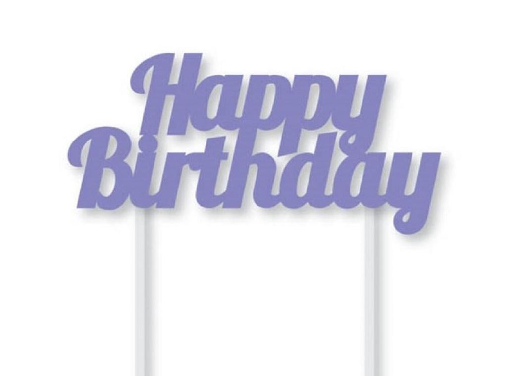 Happy Birthday Cake Topper - Purple