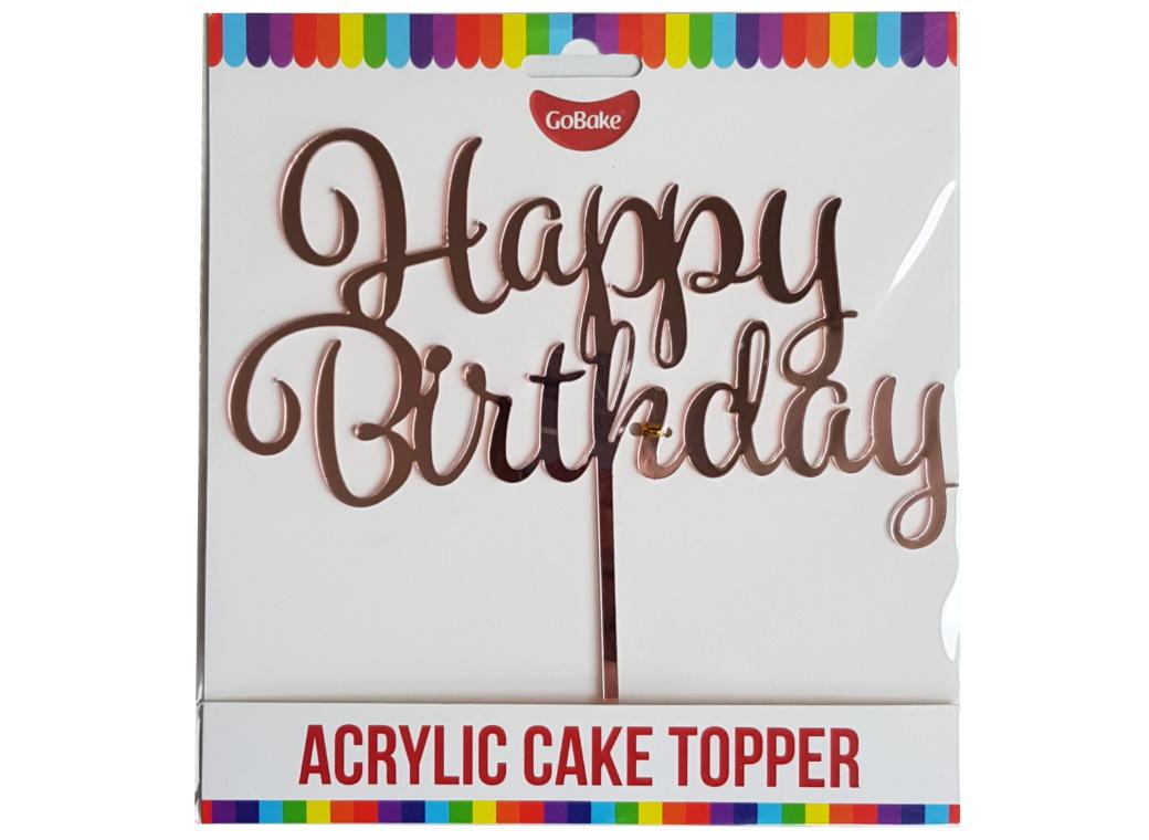 GoBake Happy Birthday Cake Topper - Rose Gold