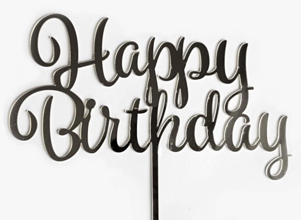 GoBake Happy Birthday Cake Topper - Silver