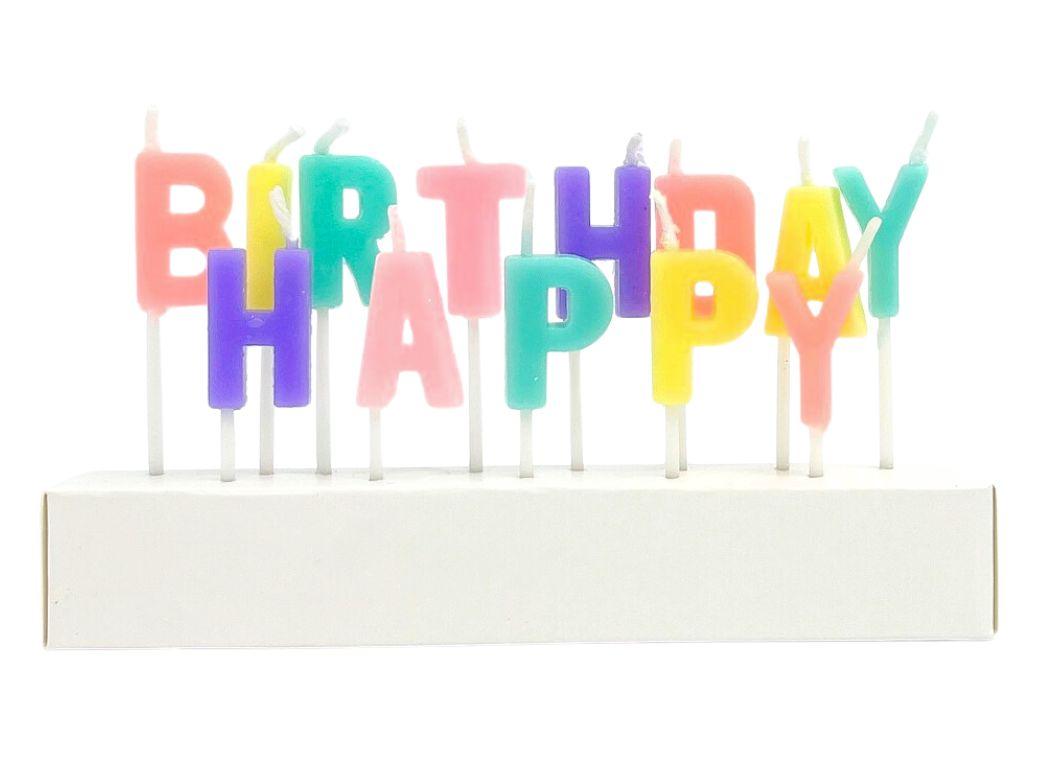 Happy Birthday Word Candles - Pastels