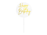 GoBake Happy Birthday Cake Topper - Round Gold