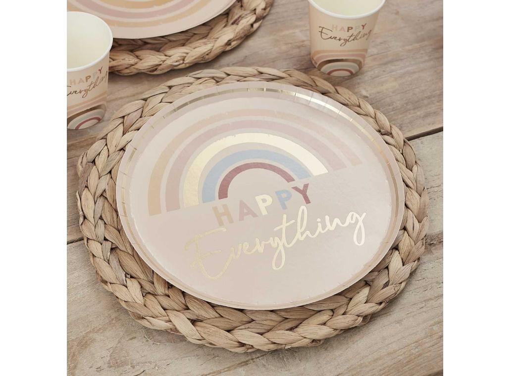 Happy Everything Rainbow Plates 8pk