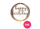 Circle Happy Birthday Topper - Rose Gold Small