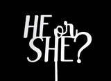 He or She Cake Topper - White