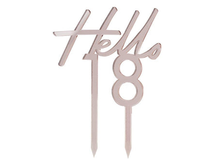 Hello 18 Rose Gold Cake Topper