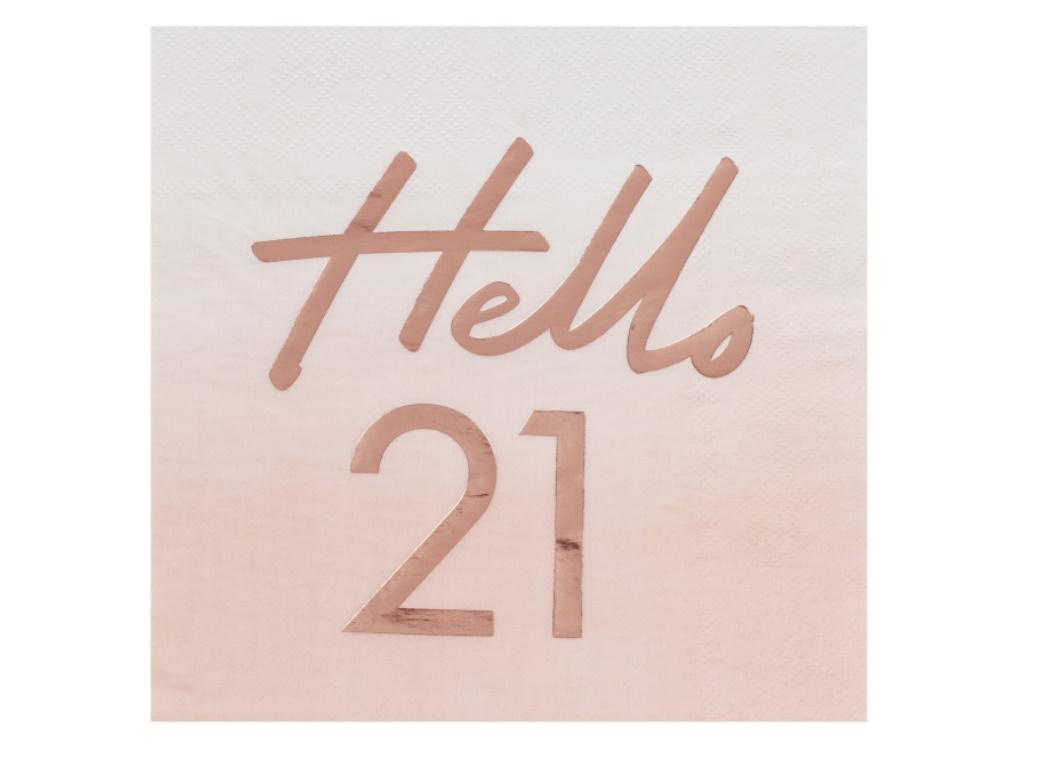 Hello 21 Rose Gold Napkins 16pk