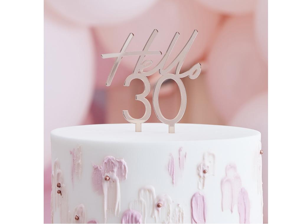 Hello 30 Rose Gold Cake Topper