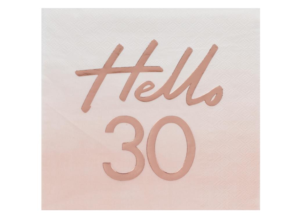 Hello 30 Rose Gold Napkins 16pk