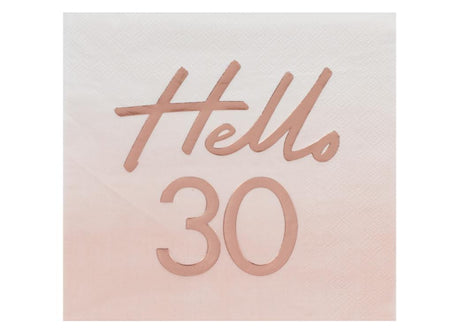 Hello 30 Rose Gold Napkins 16pk