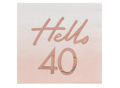 Hello 40 Rose Gold Napkins 16pk