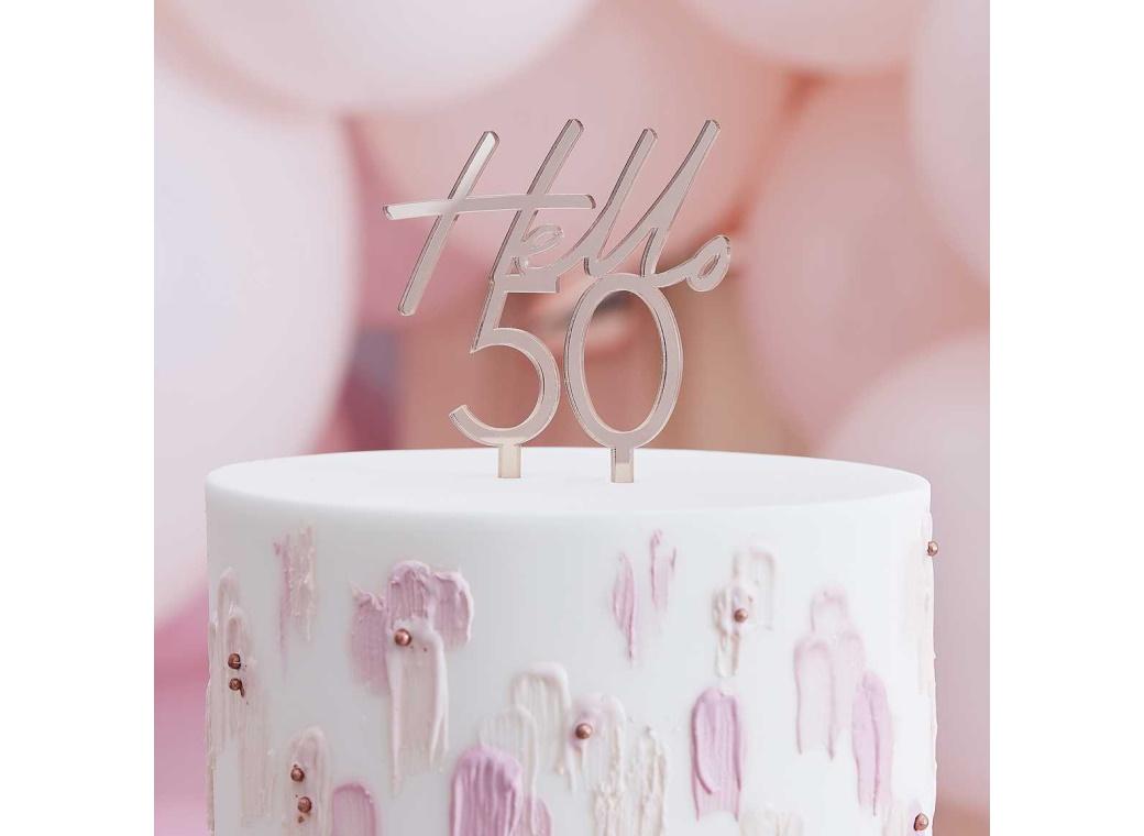 Hello 50 Rose Gold Cake Topper