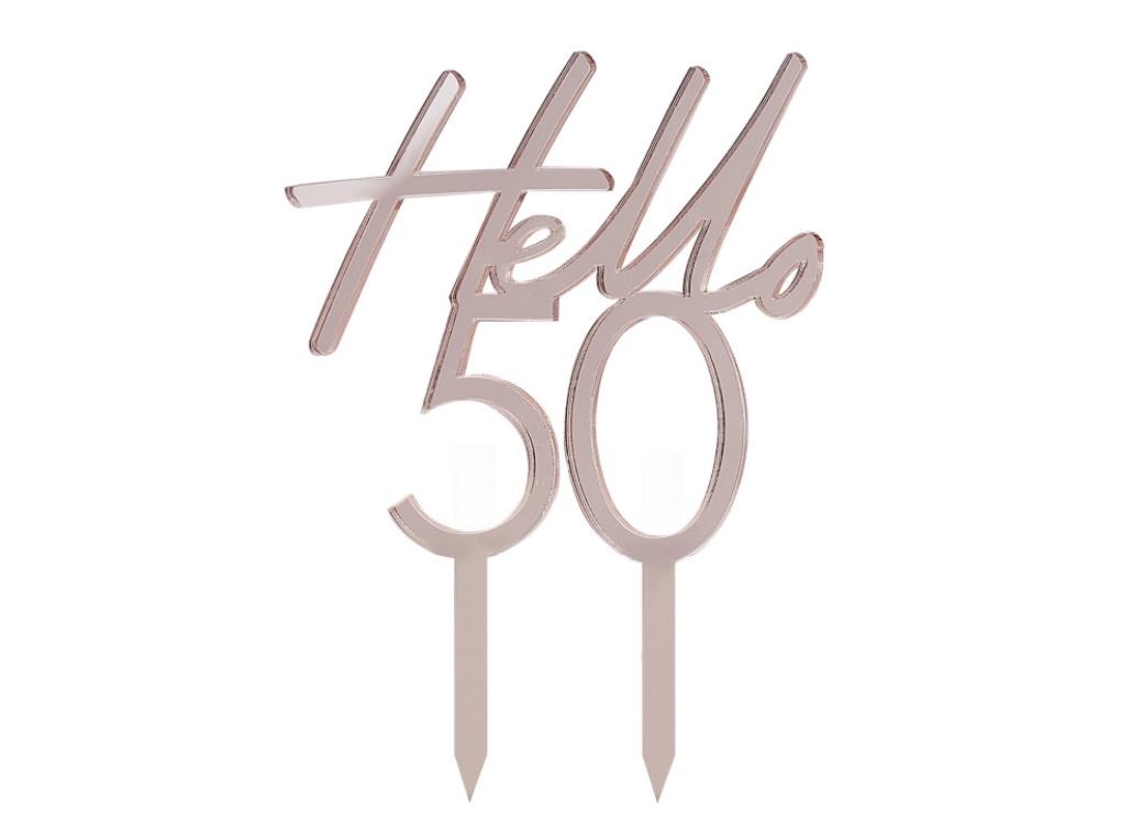 Hello 50 Rose Gold Cake Topper