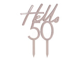 Hello 50 Rose Gold Cake Topper