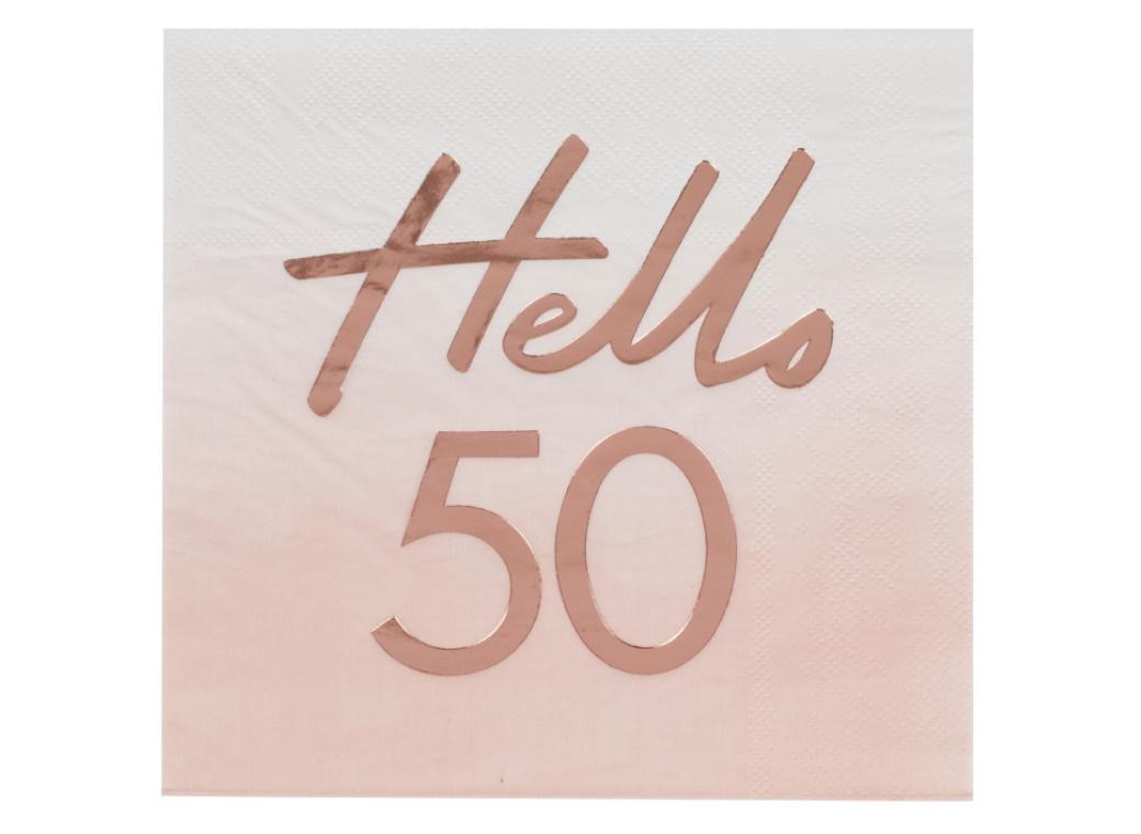 Hello 50 Rose Gold Napkins 16pk