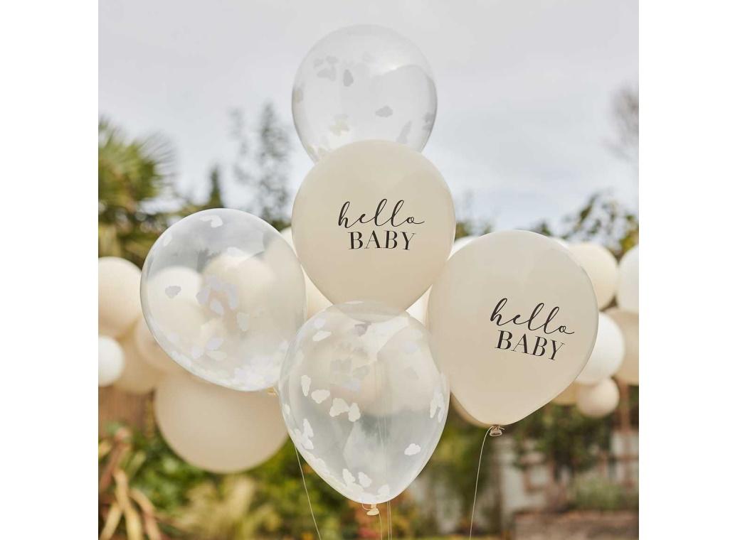 Hello Baby Confetti Balloons 5pk