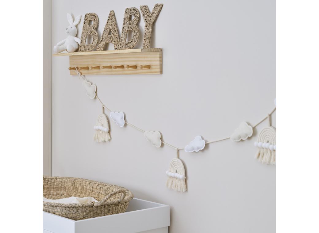 Hello Baby Macrame Rainbow & Clouds Bunting