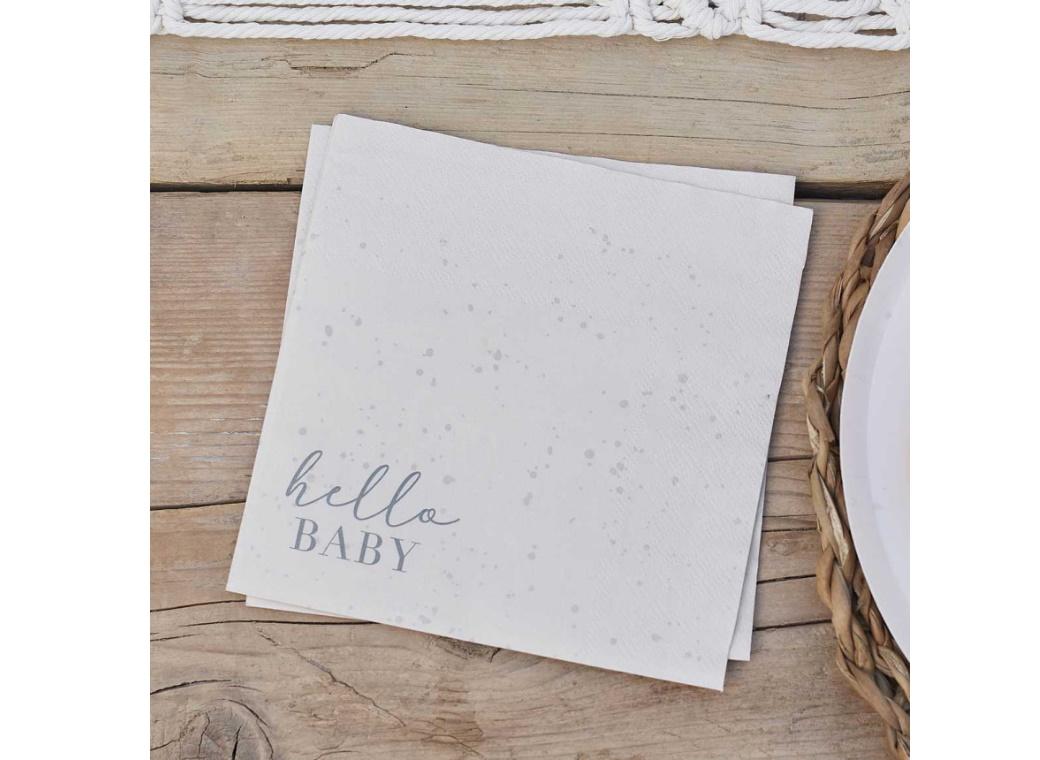 Hello Baby Neutral Baby Shower Napkins 16pk