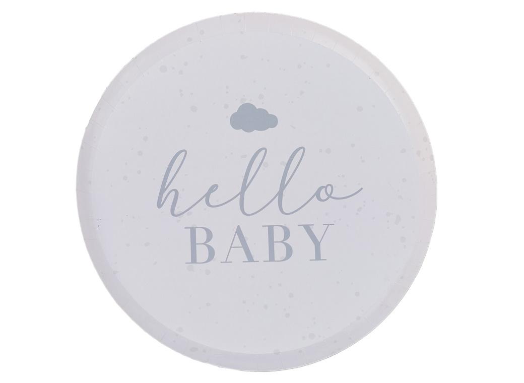 Hello Baby Neutral Baby Shower Plates 8pk