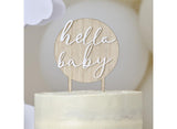 Hello Baby Wood & Acrylic Cake Topper