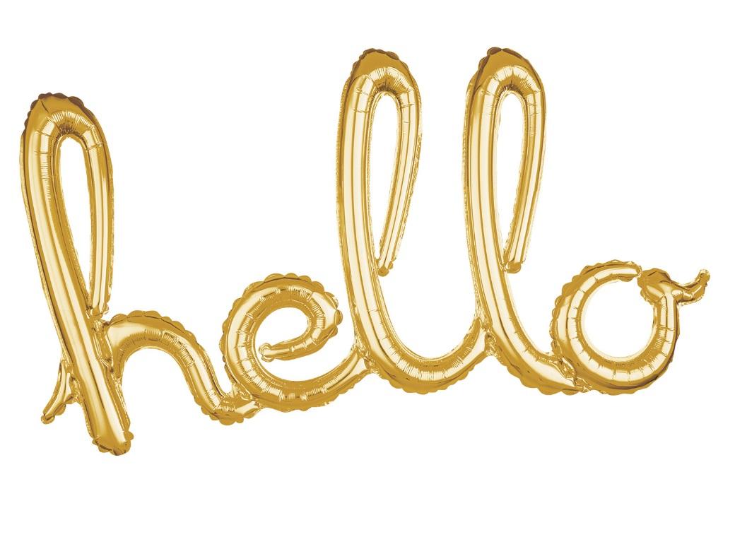 Script Balloon Gold Hello