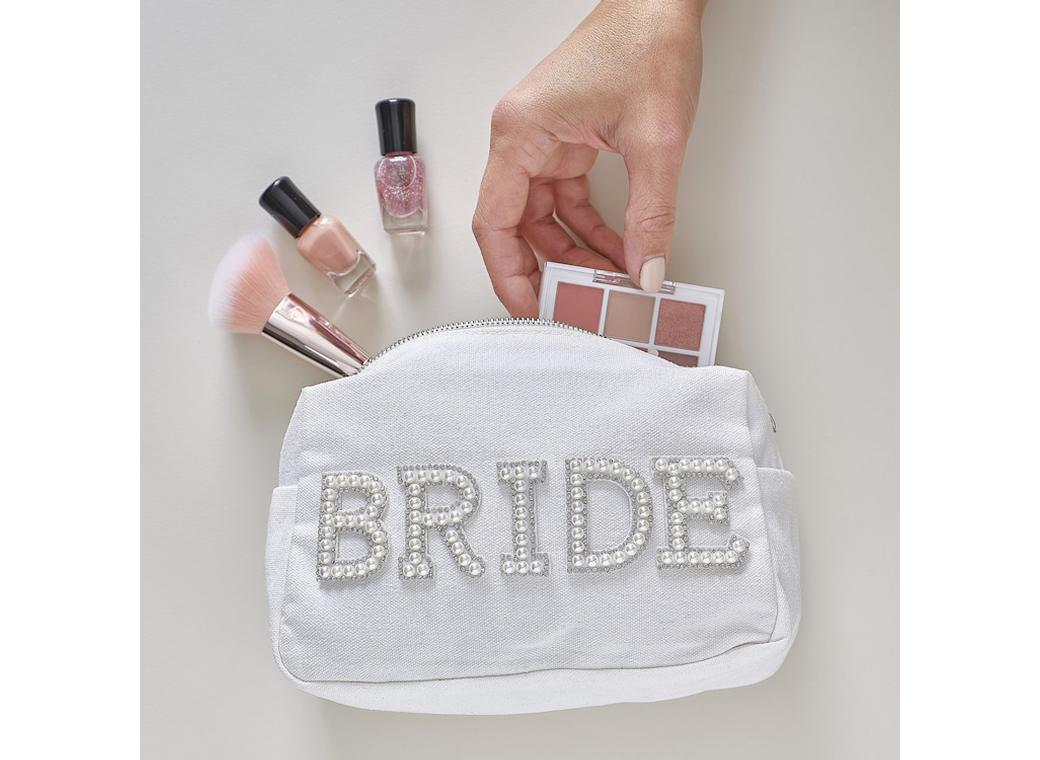 Hen Party Embellished Pearl Bride Makeup Bag