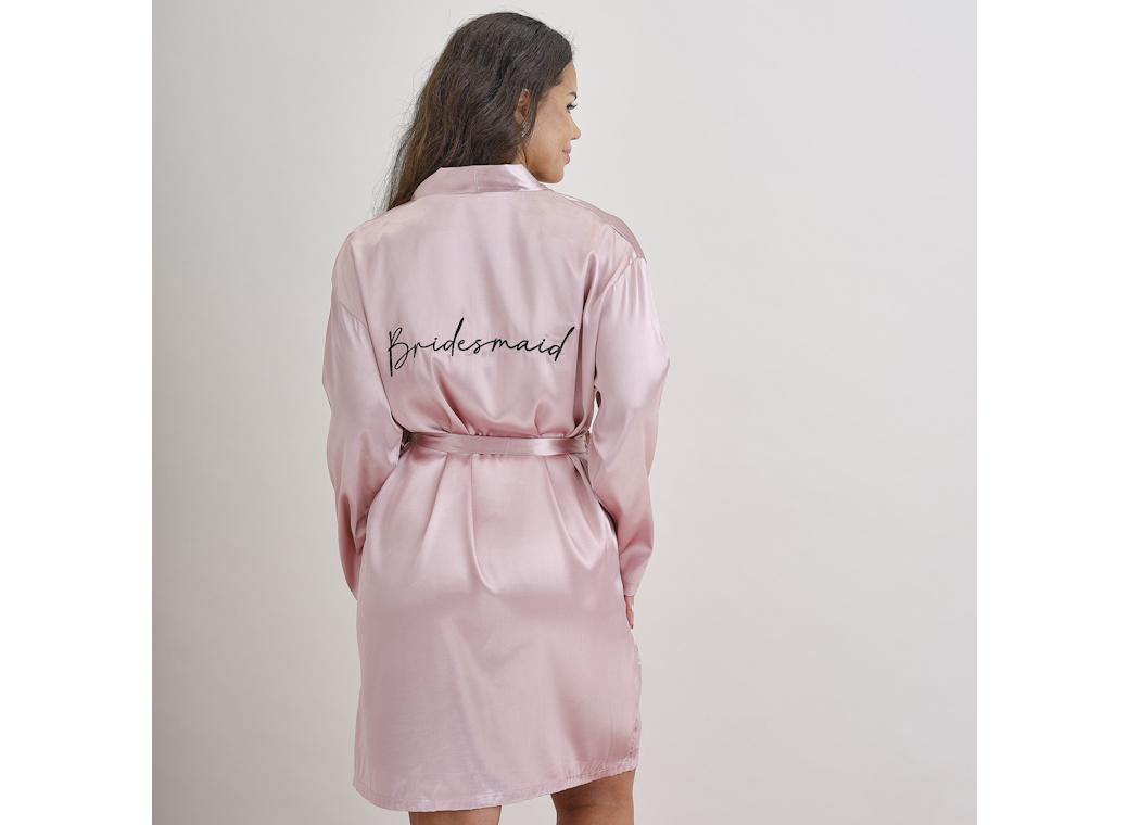 Hen Party Pink Embroidered Bridesmaid Dressing Gown