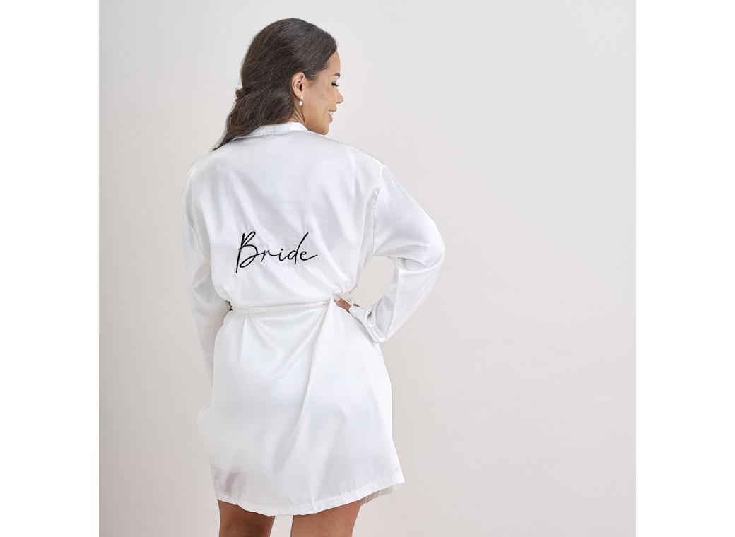 Hen Party White Embroidered Bride Dressing Gown