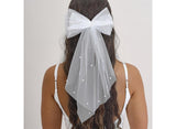 Hen Party White Hair Bow with Pearls