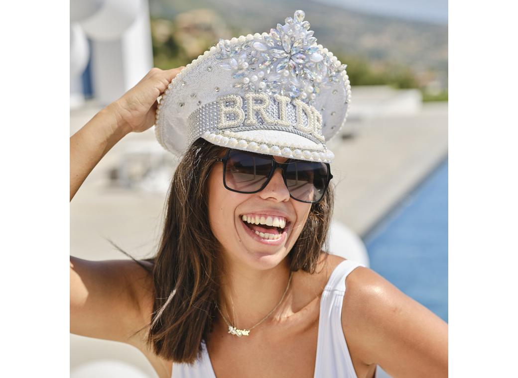 Hen Weekend Rhinestone & Pearl Bride Hat