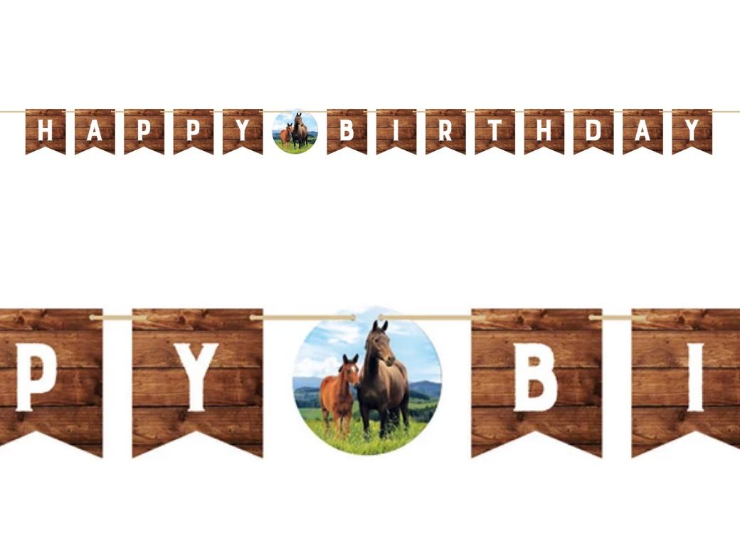 Horse & Pony Happy Birthday Banner