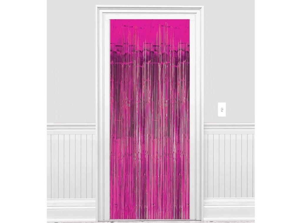 Hot Pink Foil Fringed Door Curtain